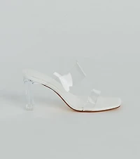 Style So Clear Strap Metallic Block Heel Mules