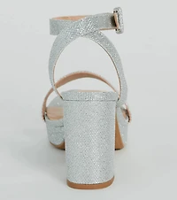 Dressed To Dazzle Glitter Mesh Platform Block Heels