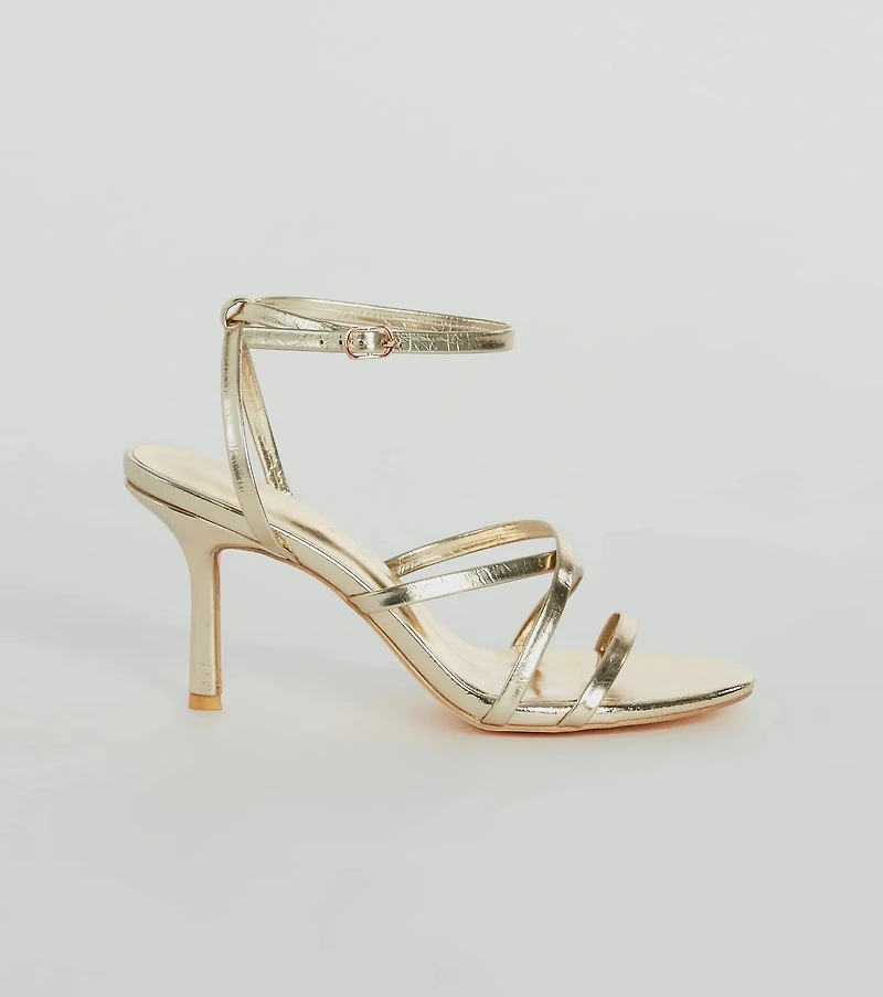 Ahead Of The Crowd Strappy Metallic Stiletto Heels