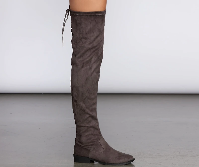 Over The Knee Flat Lace-Up Boots