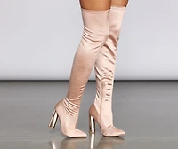 Satin Over The Knee Boots
