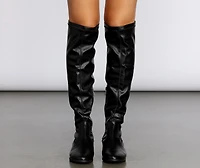 Flat Faux Leather Tall Boots