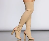 Peep Toe Thigh High Boots