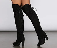 Play It Up Lace Thigh High Boots