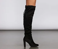 Play It Up Lace Thigh High Boots