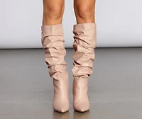 Scrunched Knee-High Stiletto Boots