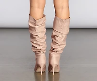 Scrunched Knee-High Stiletto Boots