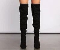 A Chic Vibe Over The Knee Block Heeled Boots