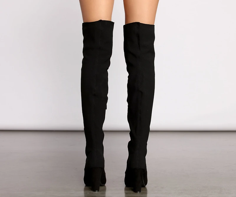 50 and Thigh High Faux Suede Knit Boots