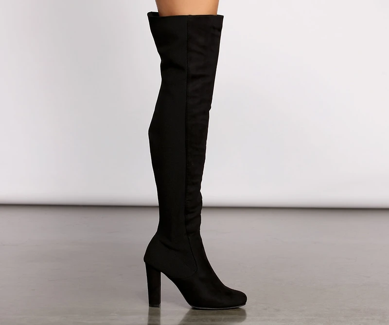 50 and Thigh High Faux Suede Knit Boots