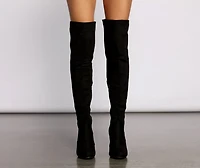50 and Thigh High Faux Suede Knit Boots