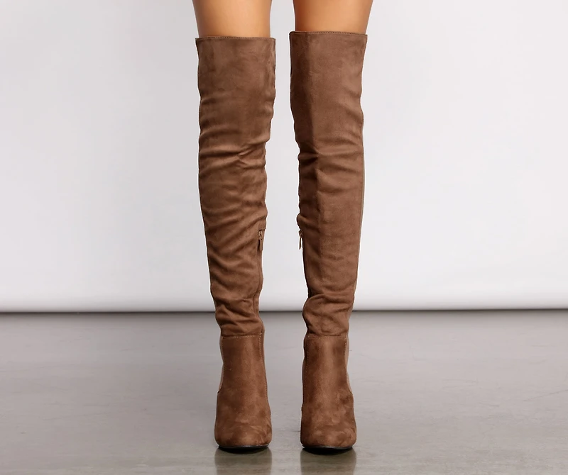 50 and Thigh High Faux Suede Knit Boots