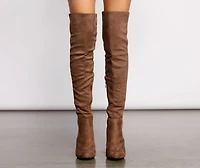 50 and Thigh High Faux Suede Knit Boots