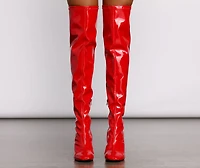 Bring The Heat Patent PU Thigh-High Boots