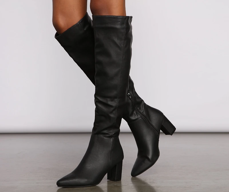 Lead The Way Faux Leather Over Knee Boots