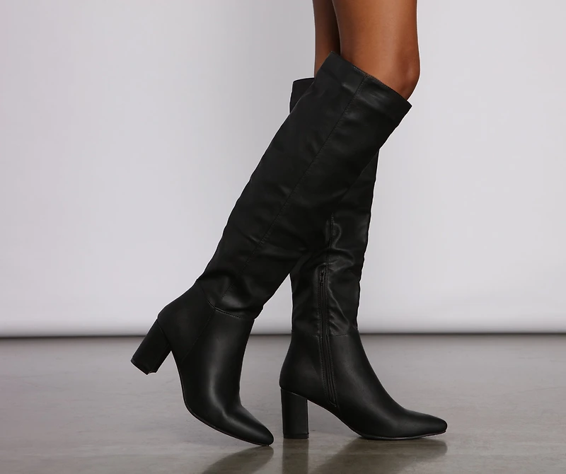 Lead The Way Faux Leather Over Knee Boots