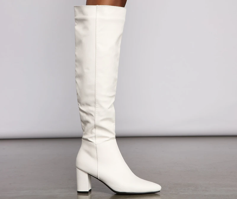 Lead The Way Faux Leather Over Knee Boots