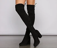 Faux Suede Over The Knee Lug Sole Boots