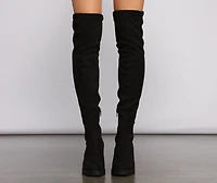 Faux Suede Over The Knee Lug Sole Boots