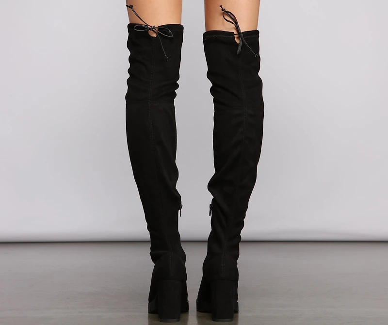 Faux Suede Over The Knee Lug Sole Boots