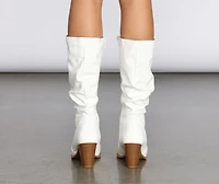 Faux Leather Slouched Knee-High Boots