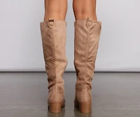 Fall For Faux Suede Stacked Heel Boots
