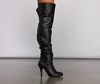 Faux Leather Ruched Stiletto Boots