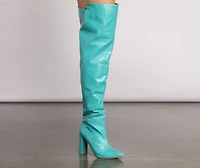 Fashionista Chic Croc Embossed Faux Leather Boots