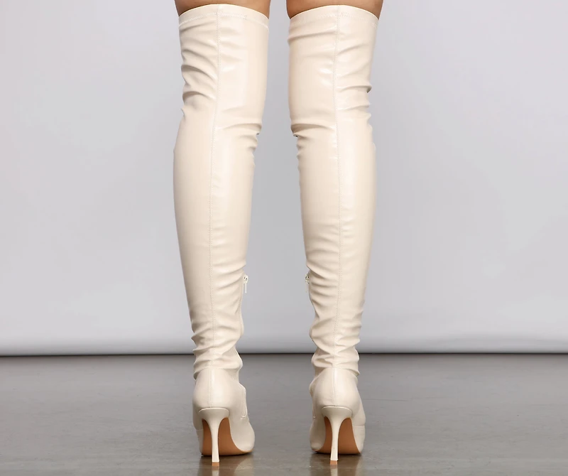 Level Up Thigh High Faux Leather Boots