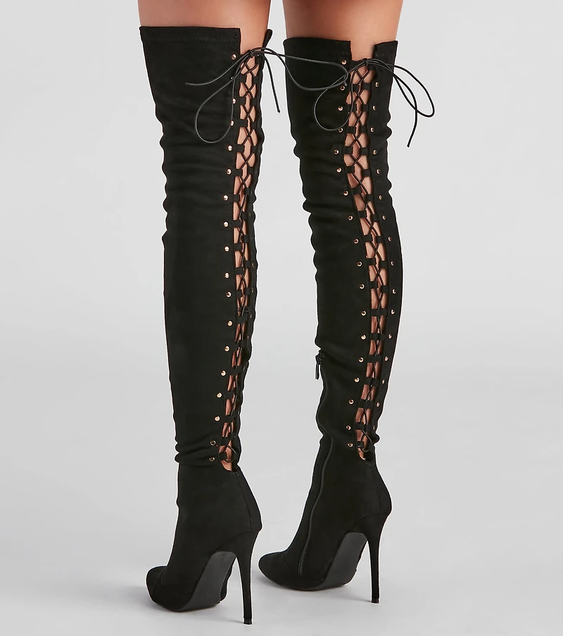 Stacked On Style Lace-Up Boots