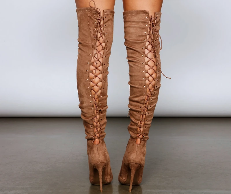 Stacked On Style Lace-Up Boots
