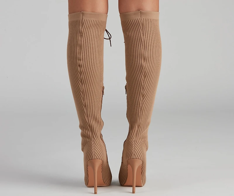 Elevated And Trendy Lace-Up Stiletto Boots