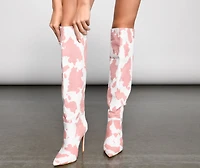 Moo Over Denim Knee-High Stiletto Boots