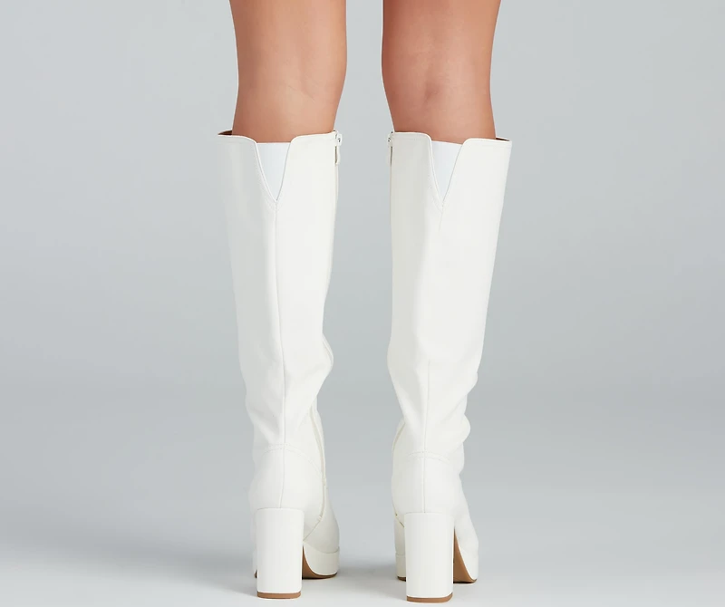 Retro Flair Below-The-Knee Platform Boots