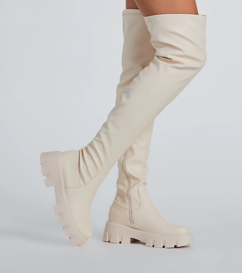 Command Platform Faux Leather Over-The-Knee Boots