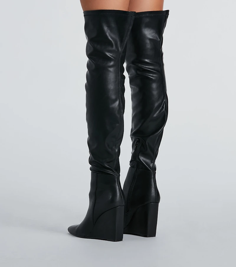 Standing Out Wedge Over-The-Knee Boots