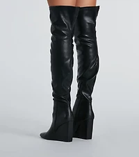 Standing Out Wedge Over-The-Knee Boots