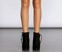 Faux Suede Lace Up Booties