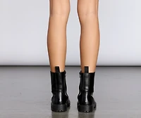 Faux Leather Lace-Up Combat Boots
