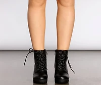 Kickin' It Faux Leather Lace Up Booties