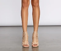 Caged Style Block Heeled Booties
