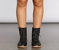 Faux Leather Duck Rain Boots