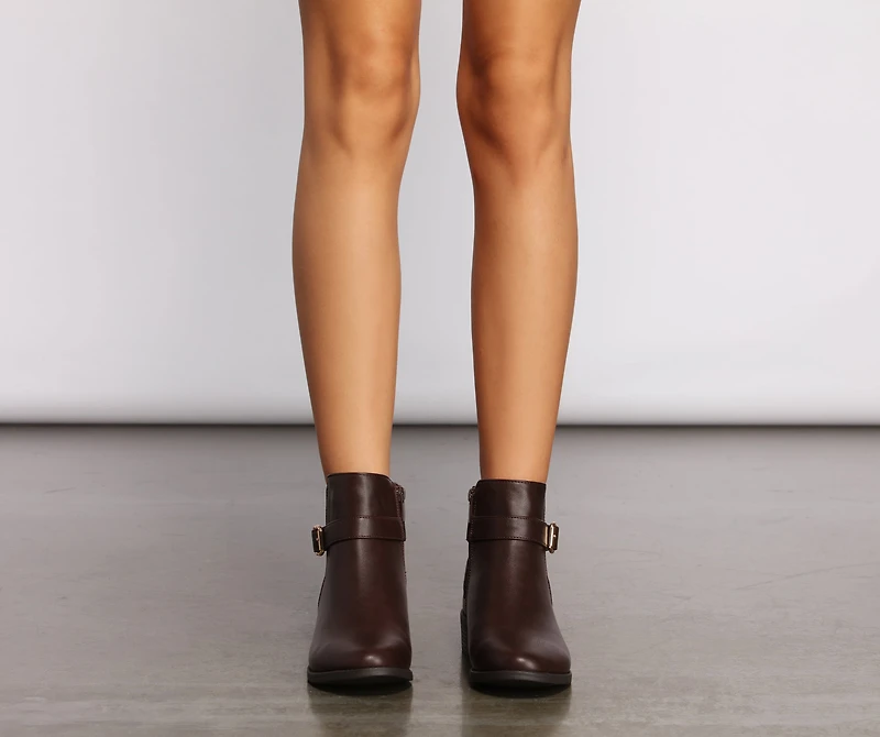 Stacked on Style Faux Leather Ankle Booties