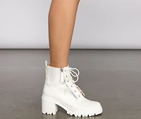 Edgy and Chic Faux Leather Lug Booties
