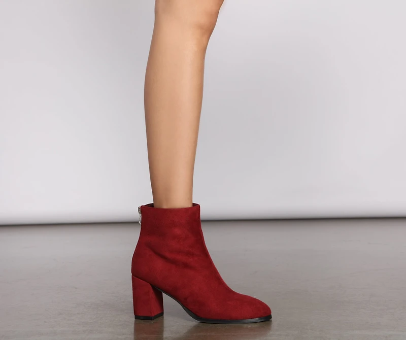 Basic Babe Faux Suede Block Heel Booties