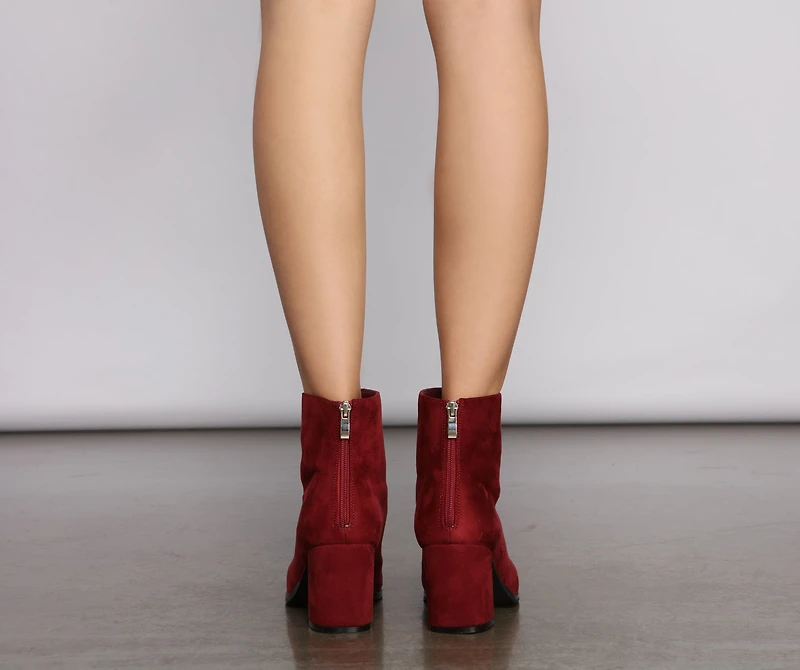 Basic Babe Faux Suede Block Heel Booties