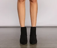 Faux Suede Stacked Block Heel Booties