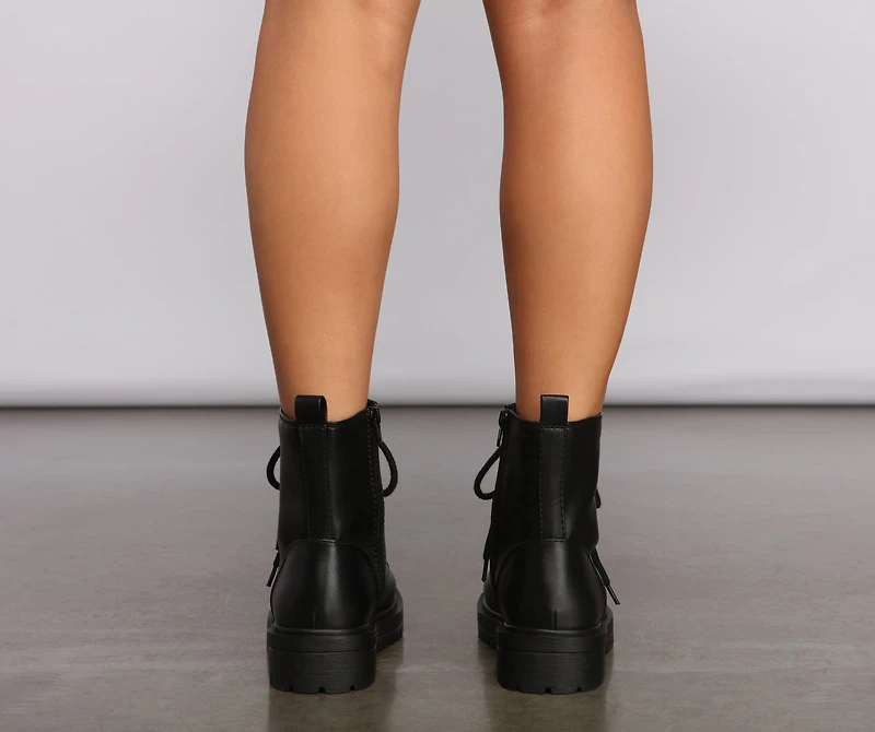 Add Some Edge Faux Leather Combat Booties