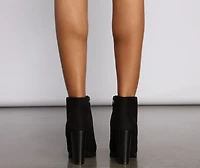Classic Faux Suede Stacked Heel Booties