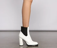 On the Edge Faux Leather Lug Booties